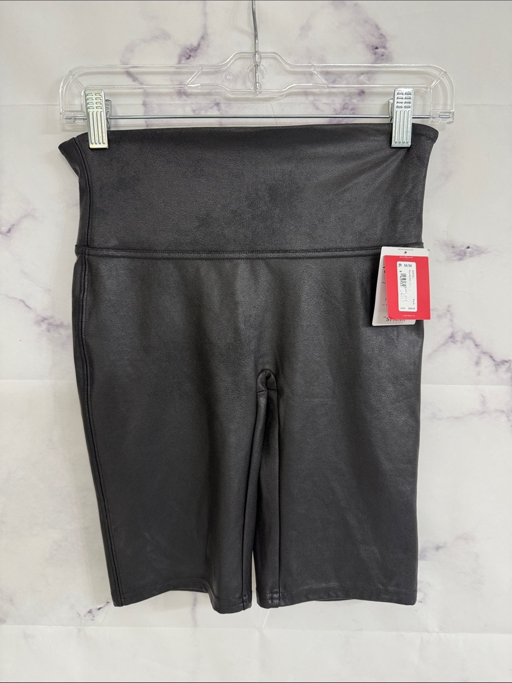 SPANX faux leather bike shorts black size medium